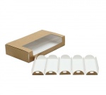 Упаковка для кейк-попсов на 5 шт с окном, серия "Fupeco WinCakeFolder" Эконом из бур/бел крафт картона. Размер 250*150*50мм