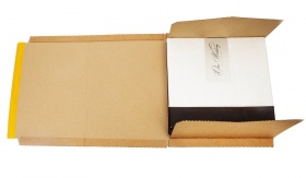 Картонная коробка 265*265*10-40мм квадратная для упаковки книг и холстов, с внутренним разрывным швом бур/бур