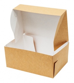 Упаковка картонная самосборная серия "Fupeco SweetBox" Эконом Крафт из бур/бел мелованного картона. Размер 250*160*110 мм.
