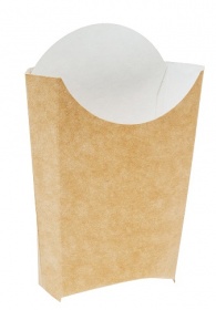 Упаковка картонная для картофеля фри из крафт картона р-р "S" 75*30*100мм, серия "Fupeco FryPocket", бур/бел