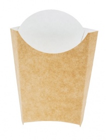 Упаковка картонная для картофеля фри из крафт картона р-р "S" 75*30*100мм, серия "Fupeco FryPocket", бур/бел