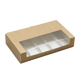 Упаковка для кейк-попсов на 5 шт с окном, серия "Fupeco WinCakeFolder" Эконом из бур/бел крафт картона. Размер 250*150*50мм
