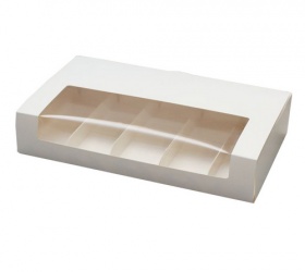 Упаковка для кейк попсов на 5 шт с окном, серия "Fupeco WinCakeFolder" Стандарт, бел/бел. Размер 250*150*50мм