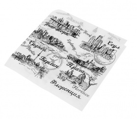Уголок бумажный (конверт) из влагостойкой бумаги 40г/м2 белый, серия "Путешествие по городам", р-р 180*170мм