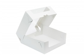 Упаковка для пирожных 190*185*75мм с круговым окном, серии "Fupeco RWinCakeBox" Премиум, бел/бел