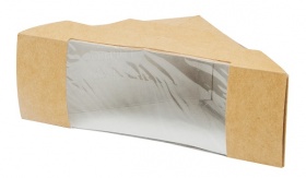 Упаковка для сэндвичей р-р 125*125*50мм из крафт картона, серия "Fupeco Fresh WinSand" бур/бел