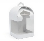 Упаковка для кулича р-р 140*140*160 мм с круговым окном, серия "Fupeco RWinEasterBox" Премиум бел/бел