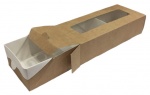 Картонная коробка пенал из крафт картона с окном  и ламинацией р-р "L" 180*95*40мм, серия "Fupeco Fresh WinCase" бур/бел 