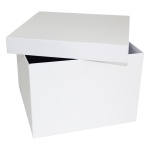 Коробка картонная для белья серия "Квадрат Эконом". Декоративная р-р 250*250*180мм. Цвет белый/белый. Крышка + дно.