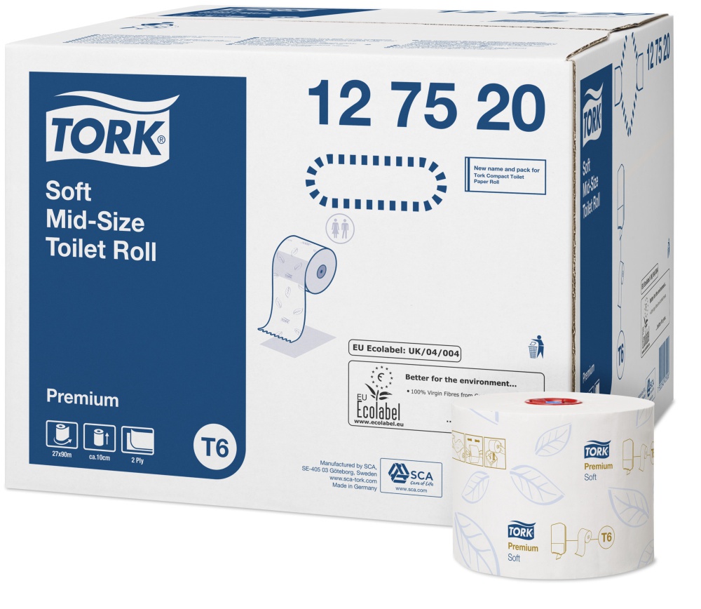 Бумага туалетная Tork Mid-size (127520) в миди рулонах, 2 сл., 9,0*9,9 см, Т6