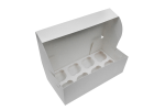 Картонная упаковка под капкейки на 8 шт., серия "Fupeco CupcakeBox" Стандарт из бел/бел мелованного картона. Размер 330*160*110 мм.