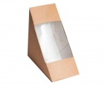 Упаковка для сэндвичей р-р 125*125*60мм из крафт картона, серия "Fupeco Fresh WinSand" бур/бел