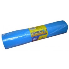Мешки (пакеты) мусорные полиэтиленовые из ПНД в рулоне без завязок синего цвета, 120 литров, 70*110*18мкм 