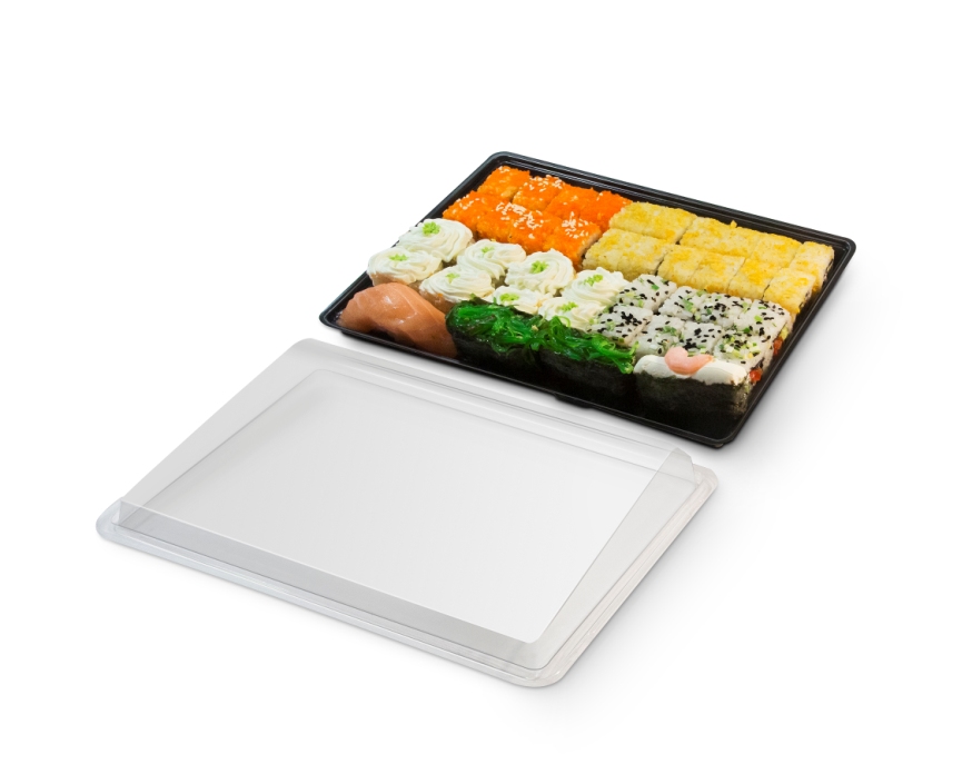 Контейнер витринный для суши и роллов (КД-311) для нескольких порций (сетов), р-р 241*178*41 дно