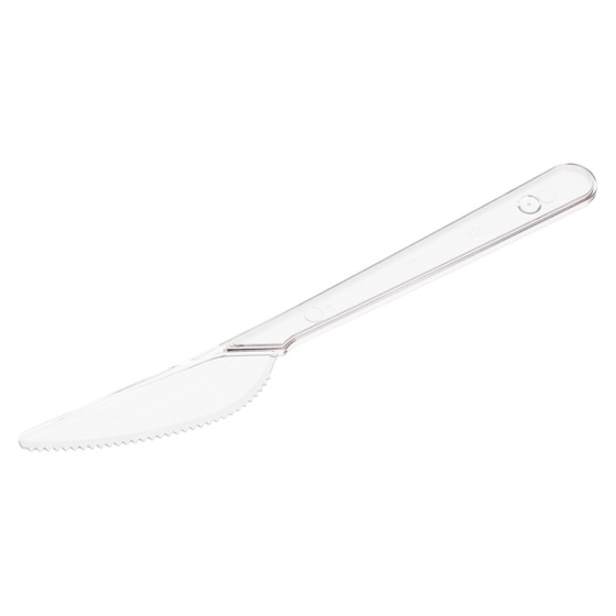 Нож одноразовый пластиковый прозрачный для продуктов питания Люкс, 180мм