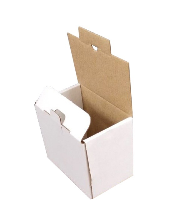Гофрированная коробка 85*55*75 М бел/бур самосборная  из микрогофрокартона для маркетплейсов