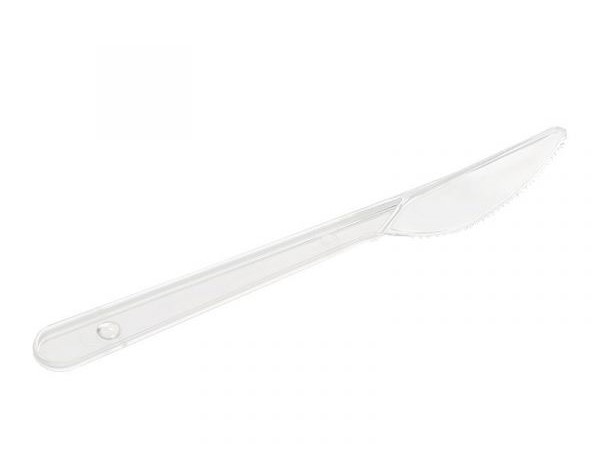Нож одноразовый пластиковый прозрачный для продуктов питания Кристалл, 180мм