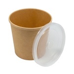 Контейнер бумажный (супница) с круглым дном 750 мл крафт D=117см с пластиковой крышкой