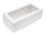 Картонная упаковка с прозрачным окном серия "Fupeco WinSweetBox" для пирожных, из бел/бел мелованного картона. Размер 330*160*110 мм.