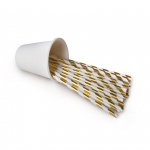 Трубочки бумажные золотисто-белый Леденец, 200*6мм