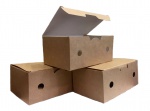 Упаковка картонная для наггетсов и куриных крылышек из крафт картона р-р M 135*85*60мм, серия "Fupeco SnackBox" большая, бур/бел