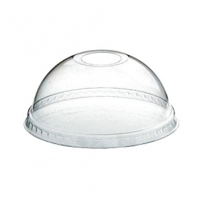 Крышка пластиковая купольная с отверстием для одноразового стакана ПЭТ, 92мм прозрачная