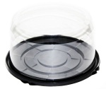 Контейнер пластиковый для торта круглый, черное дно, прозрачная крышка, диаметр d – 23,5  см, высота –  12 см      