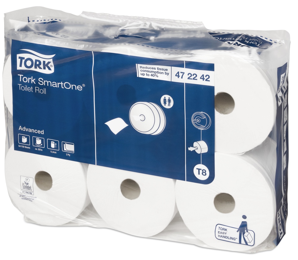 Бумага туалетная Tork SmartOne® (472242) в рулонах, 2 сл.,1150 л., 20,7*13,4 см, Т8