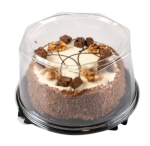 Контейнер пластиковый для торта круглый, коричневое дно, прозрачная крышка, диаметр d - 17,5 см, высота – 10,5 см