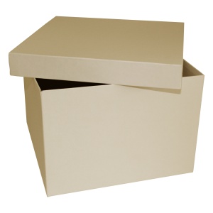Коробка картонная для подарков серия "Квадрат Люкс". Декоративная р-р 250*250*180мм. Цвет бежевый (слоновая кость)/белый. Крышка + дно.