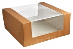 Коробка для торта 225*225*85мм с круговым окном, серии "Fupeco RWinCakeBox", бур/бел