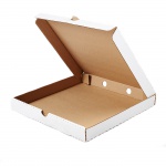 Гофрированный ящик 340*340*40 для пиццы серия "Fupeco PizzaBox" Албус из 3-х слойного гофрокартона бел/бур (Д 30-34 см)