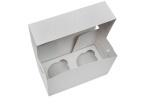 Коробка для кексов на 2 шт., серия "Fupeco CupcakeBox" Стандарт из бел/бел мелованного картона. Размер 190*100*110 мм.