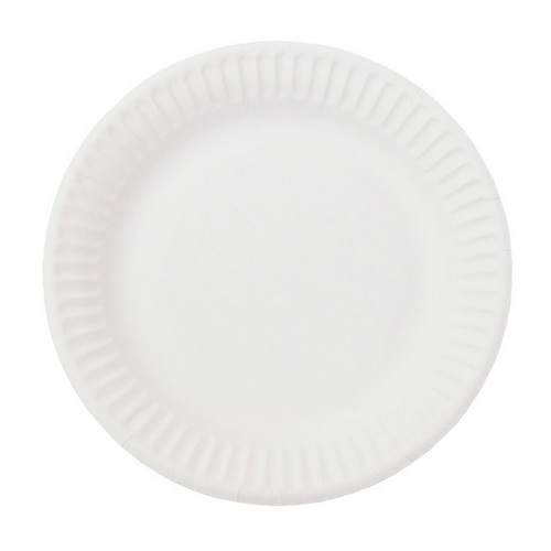 Тарелка одноразовая картонная ( бумажная ) белая мелованная, d-180 мм