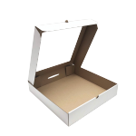 Гофрированная картонная коробка для пирога с окном серия "Fupeco WinPieBox" Албус, 350*350*70 из 3-х слойного микрогофрокартона бел/бур (Д 30-33 см)