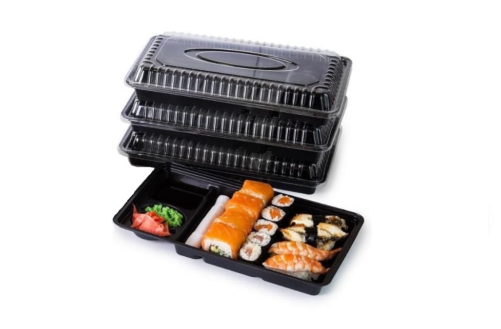 Контейнер для суши и роллов (КД-002) для 2-х порций, р-р 254*139*40 дно