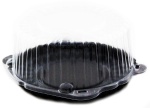 Контейнер пластиковый для торта круглый, черное дно, прозрачная крышка, диаметр d -22 см, высота – 10,5 см
