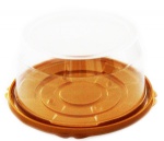 Пластиковая упаковка для торта круглая, золотое дно, прозрачная крышка, диаметр d – 19,5  см, высота –  10 см