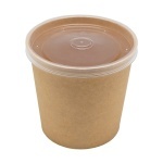 Контейнер бумажный (супница) с круглым дном 750 мл крафт D=117 см с пластиковой крышкой