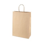 Пакет бумажный с кручеными ручками крафт бурый 80 гр/м, однослойный 350*260*150 мм