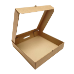 Гофрированная картонная коробка для пирога с окном серия "Fupeco WinPieBox", 250*250*65 из 3-х слойного микрогофрокартона бур/бур (Д 22-25 см)