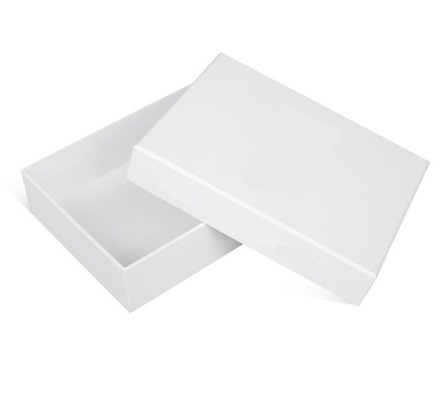 Коробка картонная для подарков декоративная р-р 390*274*135мм. Цвет белый/белый. Крышка + дно