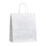 Пакет бумажный  210*180*80 мм с кручеными ручками белый 70 гр/м2