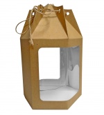 Упаковка подарочная ( картонный мешок ) с окошками для кондитерских изделий р-р 180*155*180 мм, серия "Fupeco WinSweetBox" бур/бел