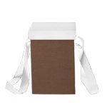 Коробка для подарков картонная. Крышка + дно. Самосборная. Декоративная р-р 230*230*325мм. Цвет снаружи: крышка - белый / дно - бурый (крафт)