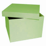 Коробка картонная для белья серия "Квадрат Люкс". Декоративная р-р 250*250*180мм. Цвет салатовый/белый. Крышка + дно.