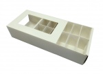 Упаковка из картона для макарун на 12 шт с прозрачным окном и разделенными ячейками, Серия "Fupeco WinMacCase" из бел/бел мелованного картона. Размер 185*120*60 мм.