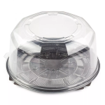 Контейнер пластиковый для торта круглый, черное дно, прозрачная крышка, диаметр d -20,5 см, высота – 10,2 см