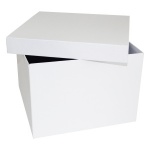 Коробка картонная для подарков серия "Квадрат Эконом". Декоративная р-р 250*250*180мм. Цвет белый/белый. Крышка + дно.