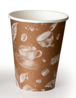 Стаканы бумажные однослойные для горячих напитков, 400мл серия "Barista Cappuccino"